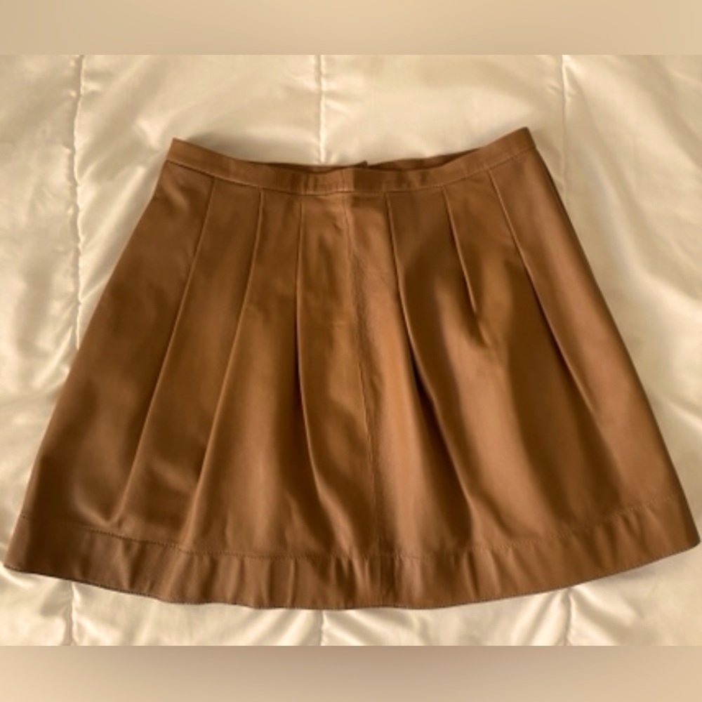 Rebecca Taylor A-Line Brown Pleated Mini Skirt